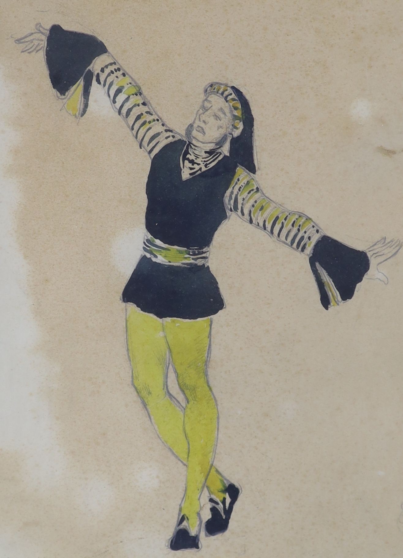 Four opera or theatre costume designs, pencil and watercolour, one indistinctly signed and dated ‘33’, largest 26 x 16.5 cm